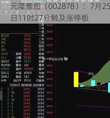 元隆雅图（002878）：7月25日11时27分触及涨停板