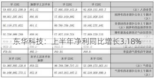 东华科技：上半年净利同比增长3.18%