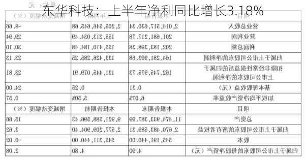 东华科技：上半年净利同比增长3.18%