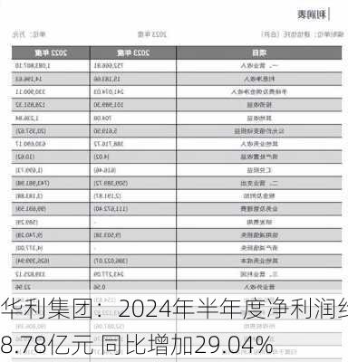 华利集团：2024年半年度净利润约18.78亿元 同比增加29.04%