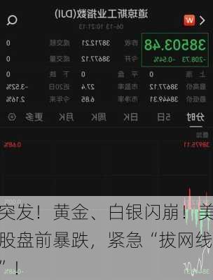 突发！黄金、白银闪崩！美股盘前暴跌，紧急“拔网线”！