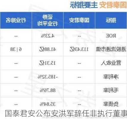 国泰君安公布安洪军辞任非执行董事