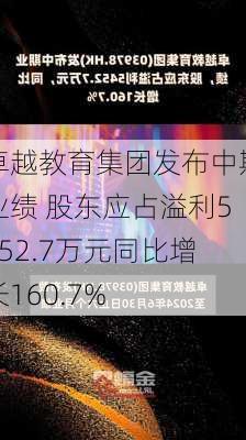 卓越教育集团发布中期业绩 股东应占溢利5452.7万元同比增长160.7%