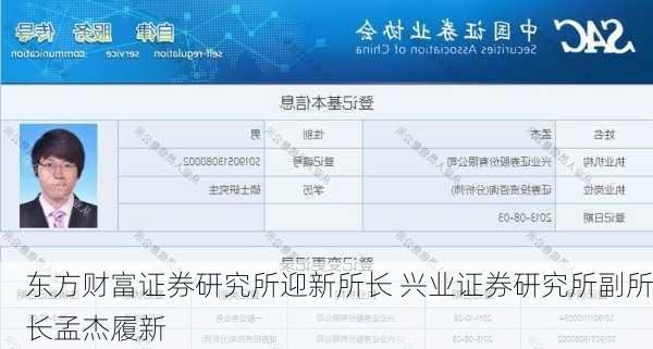 东方财富证券研究所迎新所长 兴业证券研究所副所长孟杰履新