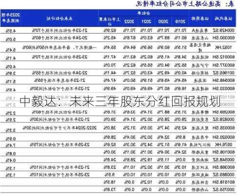 中毅达：未来三年股东分红回报规划