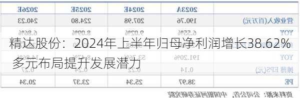 精达股份：2024年上半年归母净利润增长38.62% 多元布局提升发展潜力