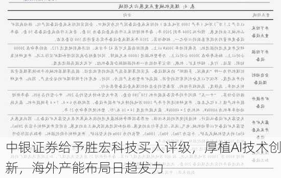 中银证券给予胜宏科技买入评级，厚植AI技术创新，海外产能布局日趋发力