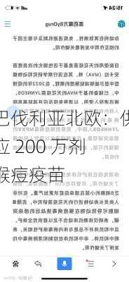 巴伐利亚北欧：供应 200 万剂猴痘疫苗