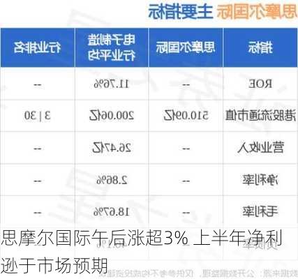 思摩尔国际午后涨超3% 上半年净利逊于市场预期