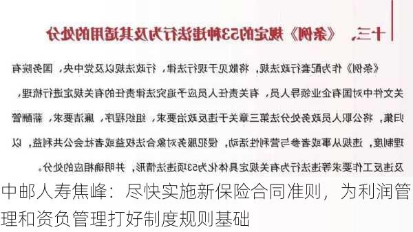 中邮人寿焦峰：尽快实施新保险合同准则，为利润管理和资负管理打好制度规则基础