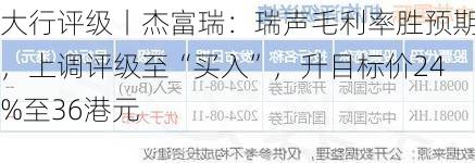 大行评级丨杰富瑞：瑞声毛利率胜预期，上调评级至“买入”，升目标价24%至36港元