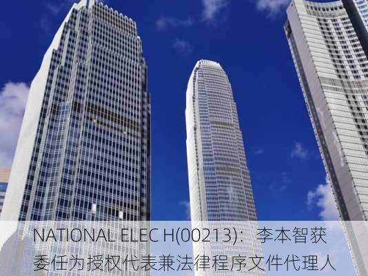 NATIONAL ELEC H(00213)：李本智获委任为授权代表兼法律程序文件代理人