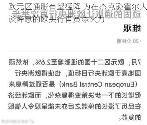 欧元区通胀有望猛降 为在杰克逊霍尔大谈降息的欧央行官员添火力