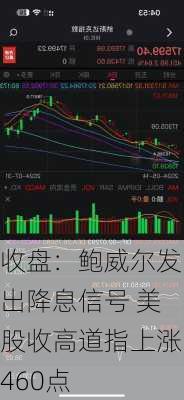 收盘：鲍威尔发出降息信号 美股收高道指上涨460点