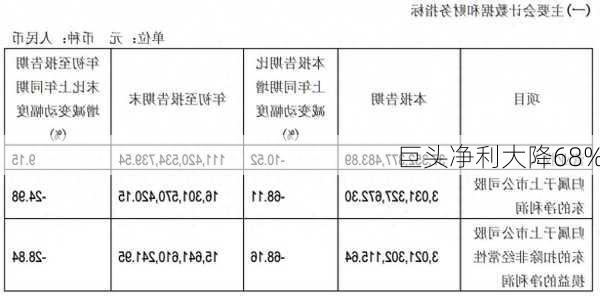 巨头净利大降68%