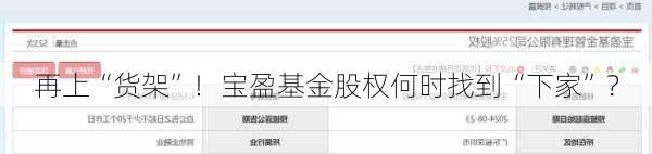 再上“货架”！宝盈基金股权何时找到“下家”？