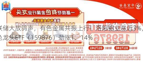 美联储大放鸽声，有色金属共振上行！洛阳钼业涨近3%，有色龙头ETF（159876）劲涨1．14%