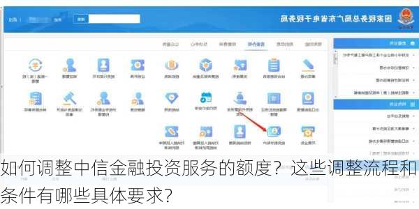 如何调整中信金融投资服务的额度？这些调整流程和条件有哪些具体要求？