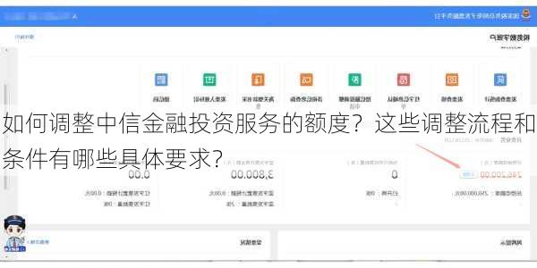 如何调整中信金融投资服务的额度？这些调整流程和条件有哪些具体要求？