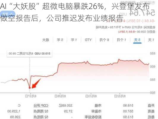 AI“大妖股”超微电脑暴跌26%，兴登堡发布做空报告后，公司推迟发布业绩报告