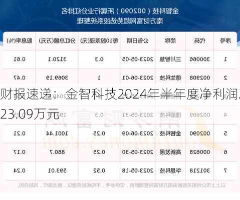 财报速递：金智科技2024年半年度净利润2823.09万元