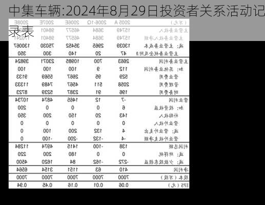 中集车辆:2024年8月29日投资者关系活动记录表