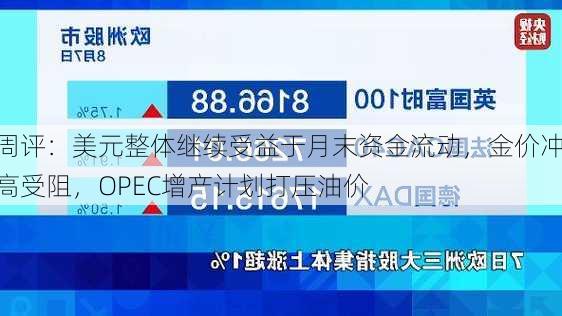 周评：美元整体继续受益于月末资金流动，金价冲高受阻，OPEC增产计划打压油价