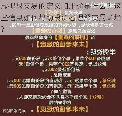 虚拟盘交易的定义和用途是什么？这些信息如何帮助投资者理解交易环境？