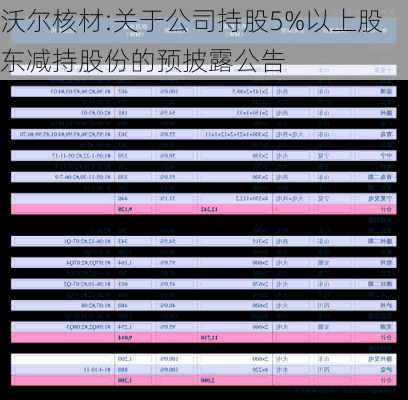 沃尔核材:关于公司持股5%以上股东减持股份的预披露公告