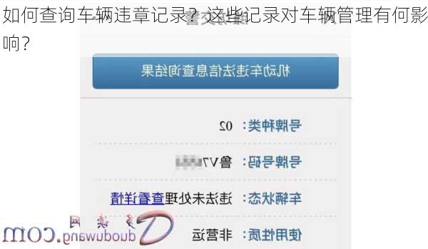 如何查询车辆违章记录？这些记录对车辆管理有何影响？