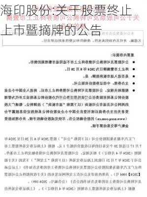 海印股份:关于股票终止上市暨摘牌的公告