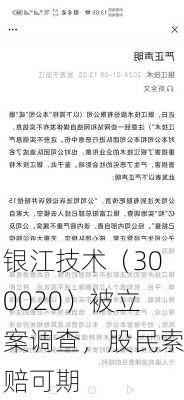 银江技术（300020）被立案调查，股民索赔可期