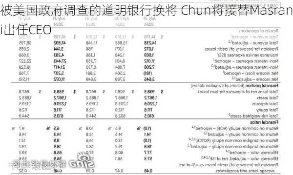 被美国政府调查的道明银行换将 Chun将接替Masrani出任CEO