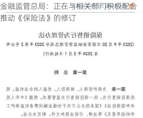 金融监管总局：正在与相关部门积极配合 推动《保险法》的修订