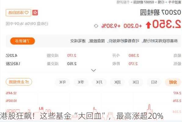 港股狂飙！这些基金“大回血”，最高涨超20%
