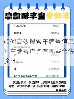 如何高效搜索车牌号信息？车牌号查询有哪些合法途径？