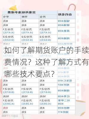 如何了解期货账户的手续费情况？这种了解方式有哪些技术要点？