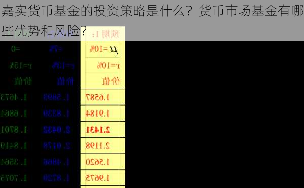 嘉实货币基金的投资策略是什么？货币市场基金有哪些优势和风险？