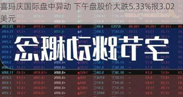 喜玛庆国际盘中异动 下午盘股价大跌5.33%报3.02美元