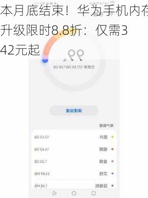 本月底结束！华为手机内存升级限时8.8折：仅需342元起