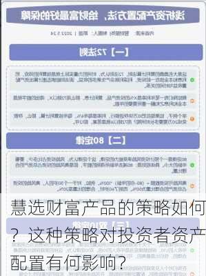 慧选财富产品的策略如何？这种策略对投资者资产配置有何影响？