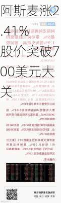 阿斯麦涨2.41% 股价突破700美元大关