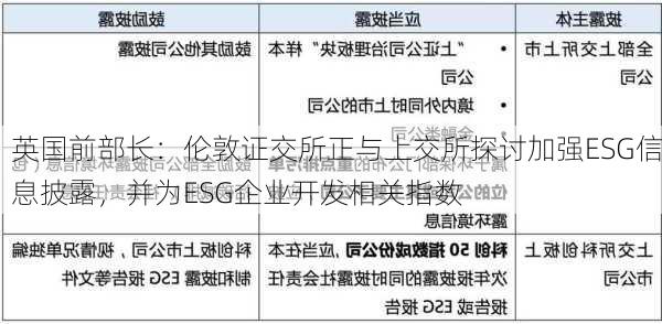 英国前部长：伦敦证交所正与上交所探讨加强ESG信息披露，并为ESG企业开发相关指数