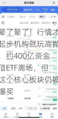 晕了晕了！行情才起步机构就玩高抛，约400亿资金借ETF离场，但这个核心板块仍被爆买