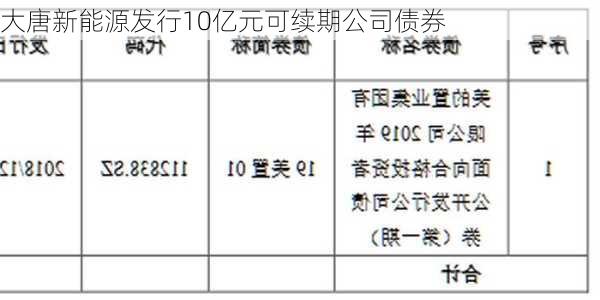 大唐新能源发行10亿元可续期公司债券