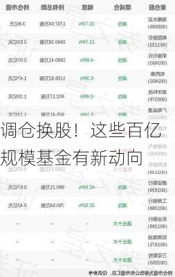 调仓换股！这些百亿规模基金有新动向