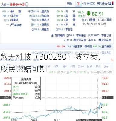 紫天科技（300280）被立案，股民索赔可期