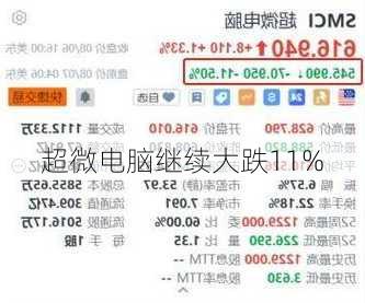 超微电脑继续大跌11%