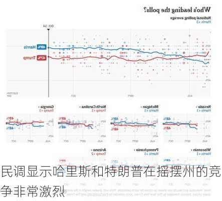 民调显示哈里斯和特朗普在摇摆州的竞争非常激烈