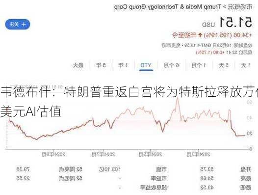 韦德布什：特朗普重返白宫将为特斯拉释放万亿美元AI估值